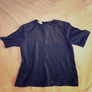 Vintage! Navy blue vintage silk like blouse